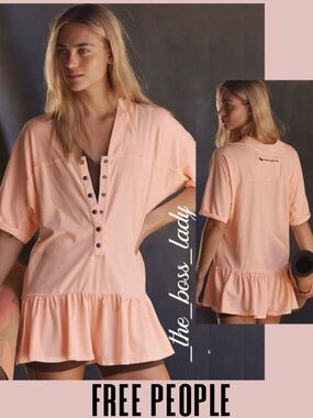 Free People romper activewear henley pleated onesie jumpsuit workout Medium